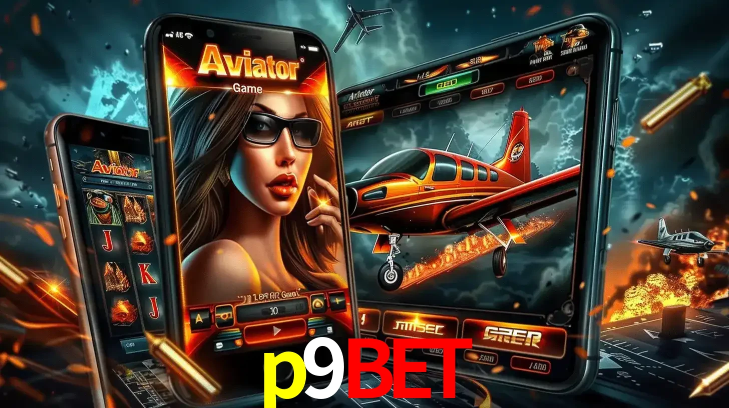 O popular jogo de apostas Aviator exibido em vários celulares e tablets, mostrando a interface emocionante e a ação de voo disponíveis para jogar agora no p9bet.