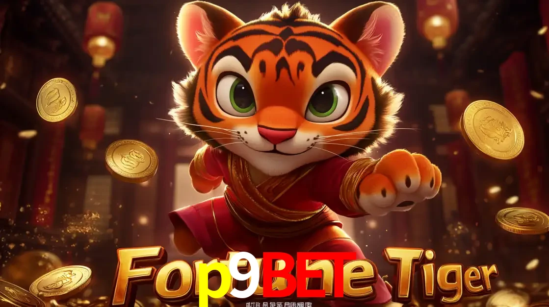 O carismático mascote do jogo de slot Fortune Tiger, um tigre fofo em pose de artes marciais, pronto para trazer sorte e multiplicadores de ganhos no cassino online p9bet.