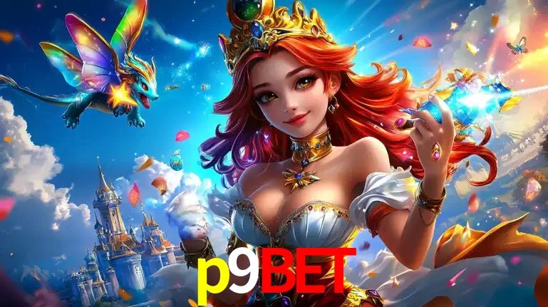 A princesa de um reino de fantasia mágico, com seu pequeno dragão, apresentando um mundo de prêmios encantados nos jogos de caça-níqueis do cassino p9bet.