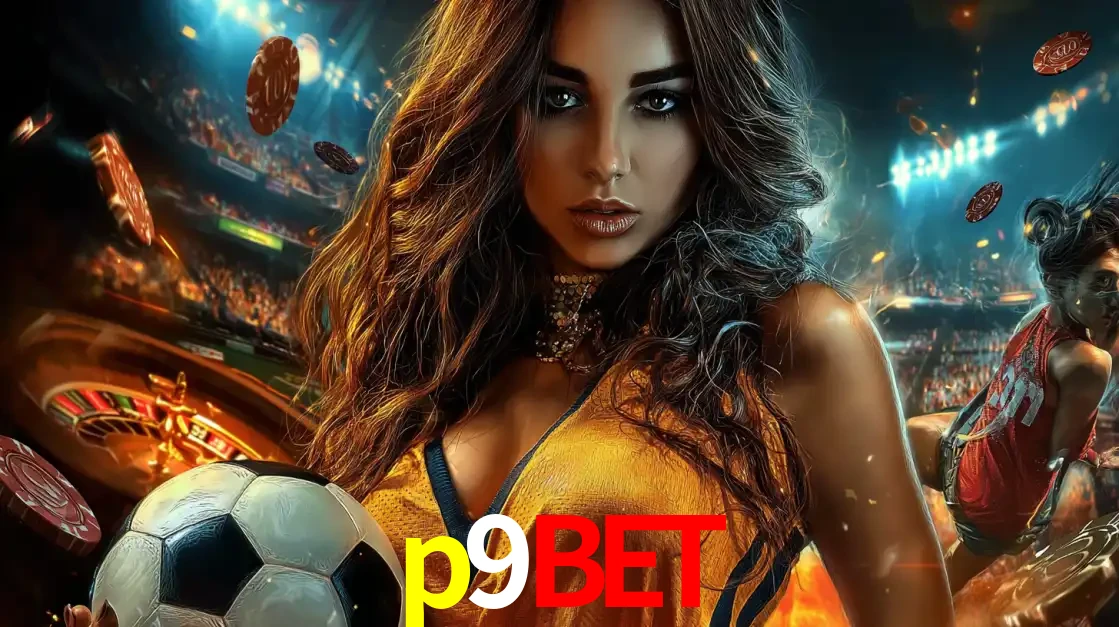 Mulher segurando uma bola de futebol em uma montagem que mistura a paixão esportiva com a emoção da roleta de cassino, tudo disponível na plataforma p9bet.